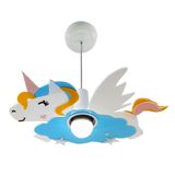 Luminária Pendente Unicórnio Azul Quarto Infantil Menina Kid