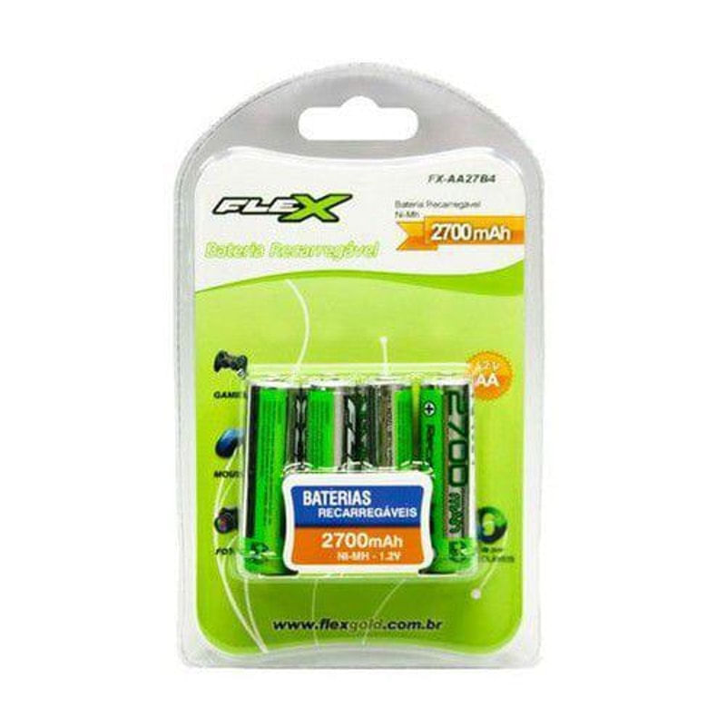 Pilha Recarregável Flex Gold Aa Fx-Aa27B4 1.2V 2700Mah Ni-Mh