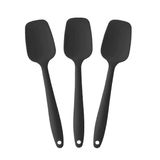 Kit 3 Espátulas De Silicone 28cm Preta Reforçada Funda Reta-