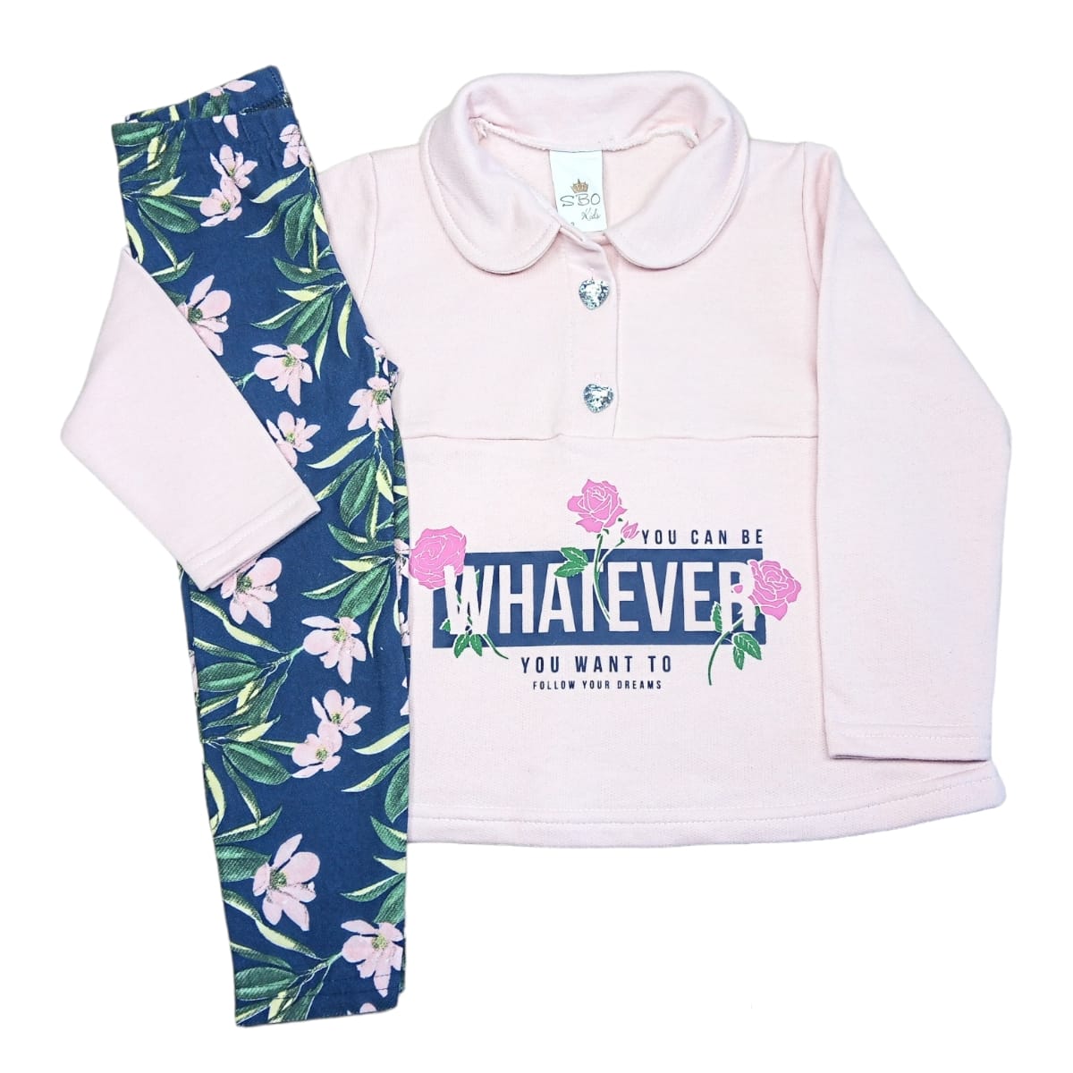 Conjunto Moletom Infantil Menina Rosa Tamanho 3 - Sbo Kids