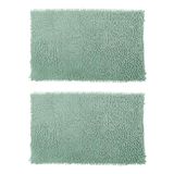 Kit 2 Tapetes Bolinhas Macio 38x58cm Banheiro Verde Água