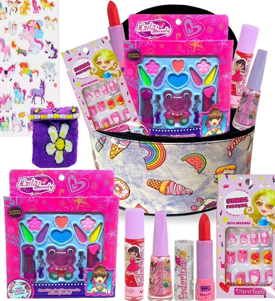 Kit Maquiagem Maleta Infantil Batom Brilho Gloss Make Up