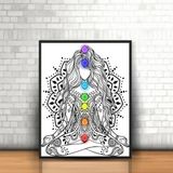 Quadro Decorativo Reiki Chakras 45x34cm Moldura Preta