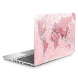 Skin Adesivo Protetor Para Notebook 14 Mapa Mundi Rosa D22