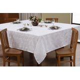 Toalha Mesa Sala Jantar Quadrada Jacquard Branca 4 Lugares
