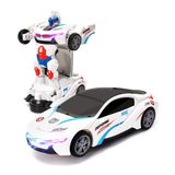 Carro Vira Robo Som Luz Carrinho Brinquedo Menino - Branco