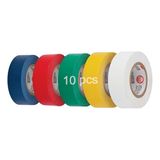 Kit 10 Rolos Fita Isolante Colorida Pvc Antichama Adesiva