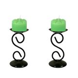 2 Castiçal 1 S Com Vela Verde Mesa Decoração Candelabro