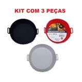 Jogo 3 Forro Pra Fritadeira Forma Silicone Air Fryer Alça