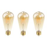 Kit 3 Lampada Filamento Retro Led Industrial 4w Ambar Ali48