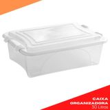 Caixa Organizadora Branco Transparente Plasvale 30 Litros