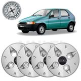 Calota Centro De Roda Ferro Fiat Palio 1996 A 2000 Prata 4x