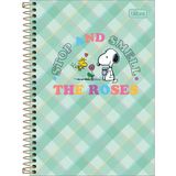 Caderno Espiral Snoopy Roses Capa Dura 1 Matéria 80 Folhas