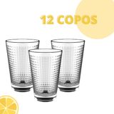 Copos De Vidro 200ml - Design Trabalhado - 12 Unidades