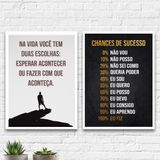 Kit 2 Quadros Motivacionais Faça Acontecer 24x18cm