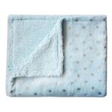 Manta Sherpa Flannel Estrelinhas 75x100 Azul