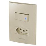 Conjunto 1 Interruptor Led + 1 Tomada 20a - Inova Champanhe