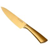 Faca Aço Inox Dourada Grande Profissional Chef Premium