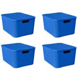 Kit 4 Caixas Organizadora Rattan 7l C/tampa Azul-arqplast