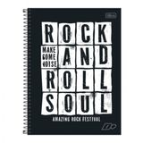 Caderno Espiral Capa Dura 1 Matéria 96 Folhas Rock And Roll