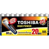 Pilha Alcalina Aaa 1,5v Lr03gcp (c/20 Pilhas) Toshiba