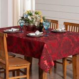 Toalha De Mesa Jacquard 8 Lugares Original Tecido Vermelho