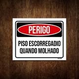Kit 3 Placas Perigo Pisoescorregadio Quando Molhado