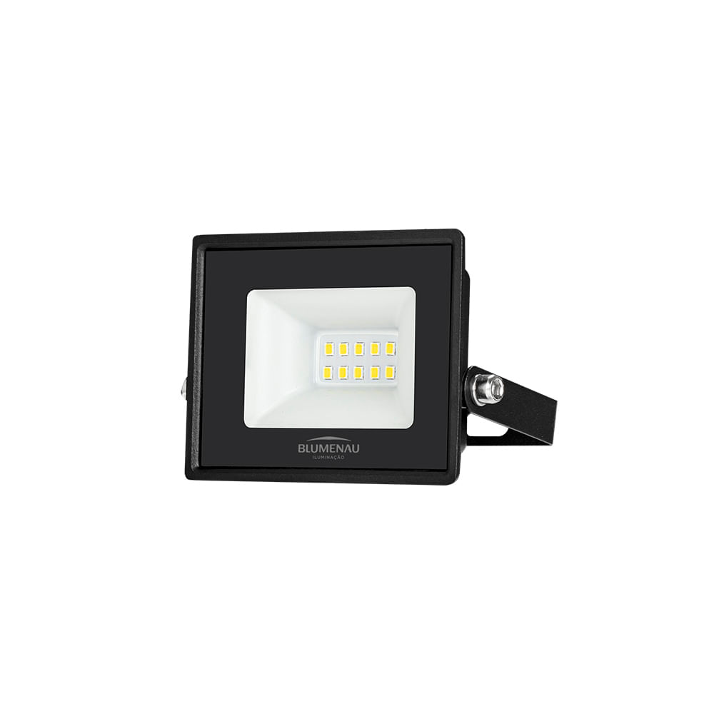 Refletor Blumenau Led Tech Pro 10w Preto Bivolt 3000k Luz Amarela