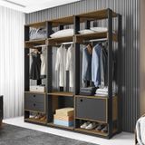 Conjunto Closet Modulado Com 3 Cabideiros 1 Porta 2 Gavetas Titan Espresso Móveis Preto Velluto/freijó