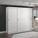 Guarda-roupa Casal 3 Portas De Correr 2 Gavetas Mdfmm774 Espresso Móveis Branco