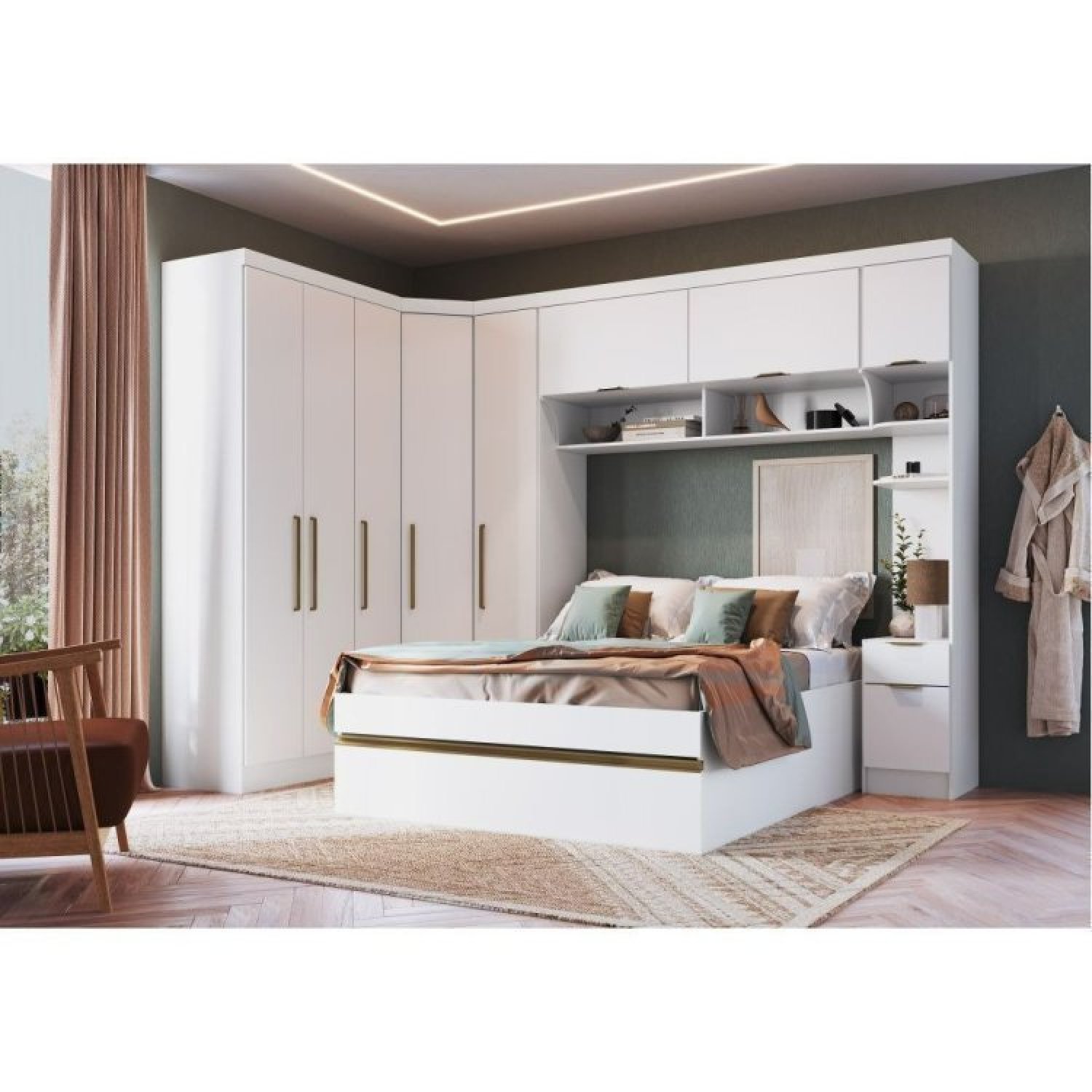 Guarda Roupa Modulado Casal 6 Peças Com Nicho Infinity Móveis Castro Branco Line