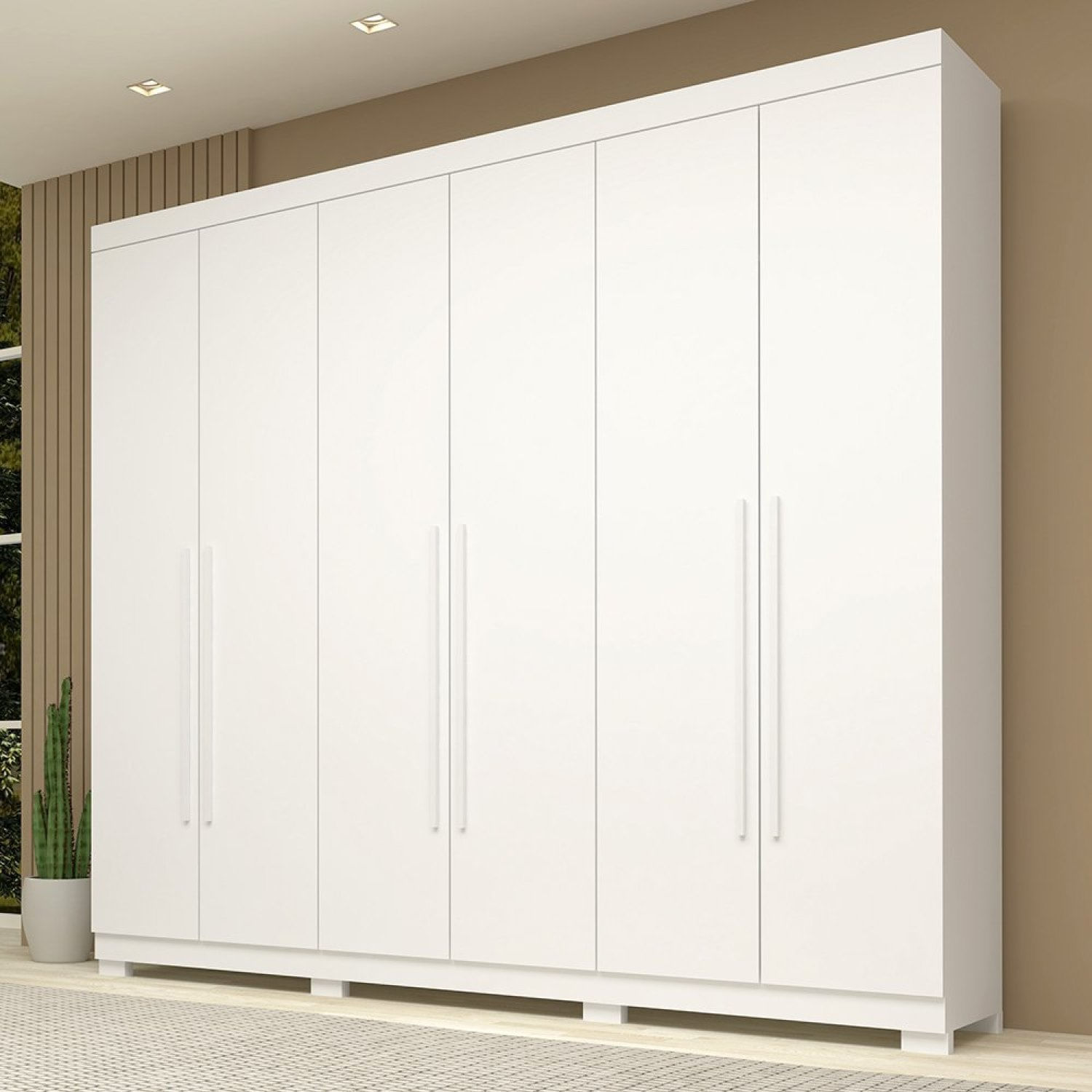 Guarda Roupa Casal 6 Portas 100% Mdf Buganvílea Espresso Móveis Branco