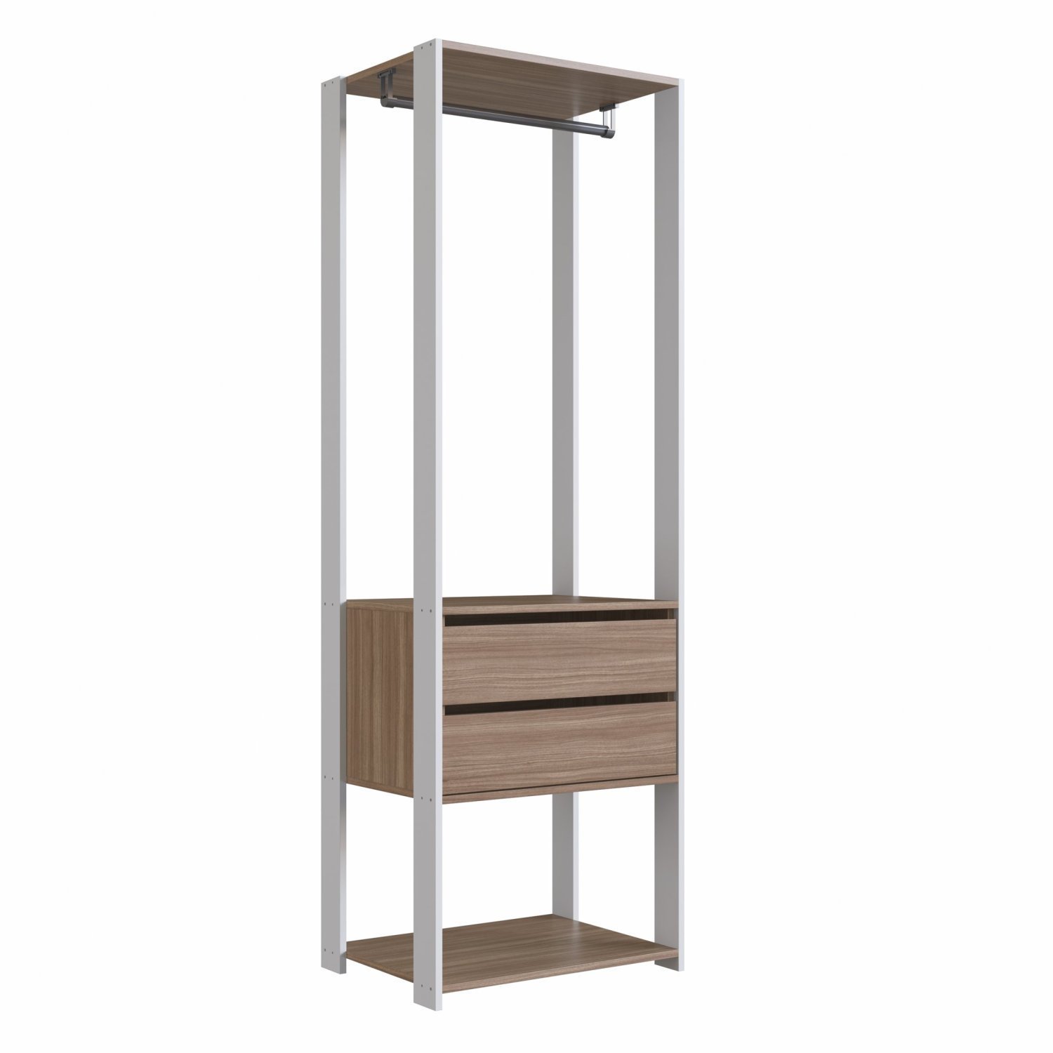 Módulo Para Closet Com Gavetas E Cabideiro 183x45x60cm Prodecor Branco/montana