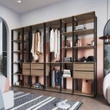 Guarda Roupa Closet 6 Peças Com 3 Cabideiros 6 Gavetas E 16 Nichos Easy Prodecor Preto/montana