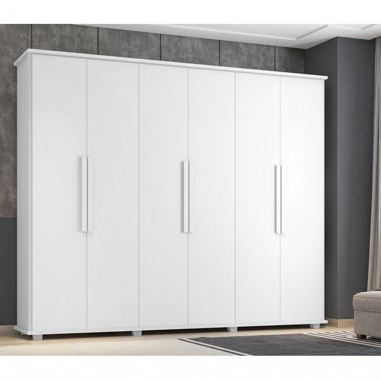 Guarda Roupa Casal 6 Portas e 4 Gavetas Canada RV Móveis Branco