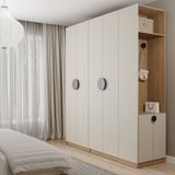 Guarda-roupa Modulado Joy 3 Peças Cabideiros, Nicho Com 2 Gavetas E Sapateira Cabecasa Madeiramadeira Cinza Sereno/avena