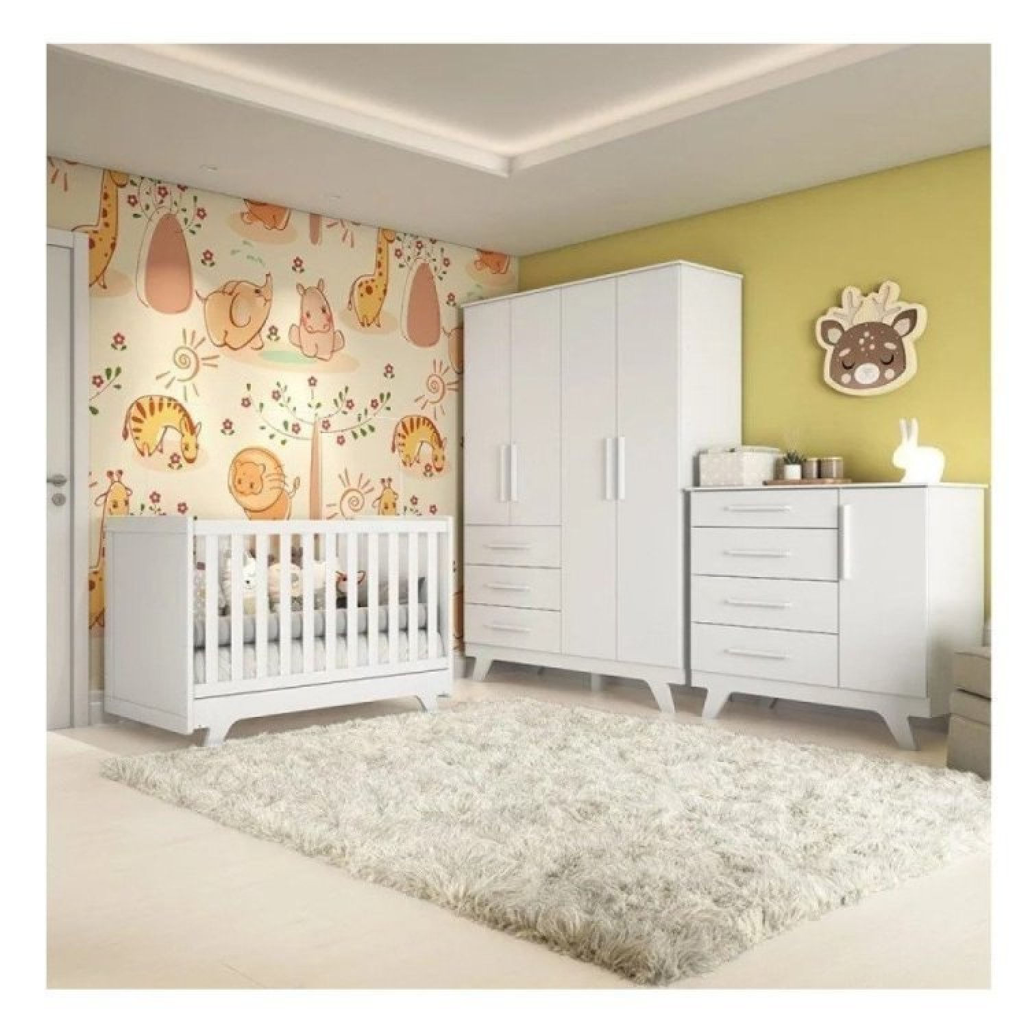 Quarto De Bebê Completo Com 1 Guarda Roupa 1 Cômoda 1 Berço 100% Mdf Kakau Espresso Móveis