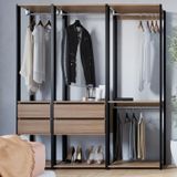 Guarda Roupa Closet 3 Peças Com 3 Cabideiros 4 Gavetas E 2 Nichos Easy Prodecor Preto/montana