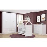 Quarto De Bebê Completo Prime Berço/cômoda/guarda Roupa Henn Branco