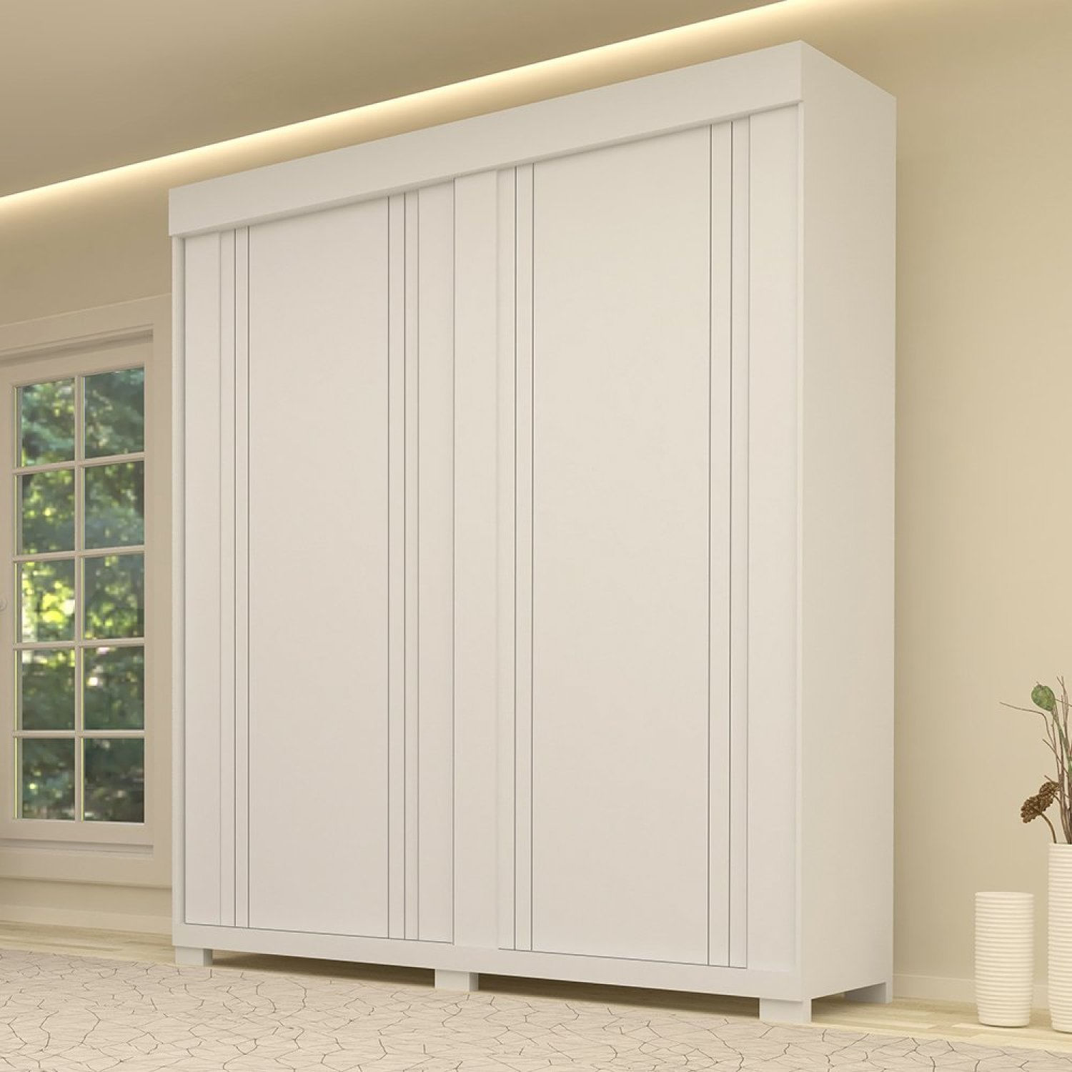 Guarda Roupa Casal 2 Portas De Correr 100% Mdf Yasamen Espresso Móveis Branco