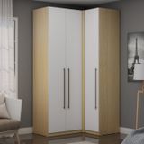 Guarda-roupa Modulado De Canto 100% Mdf 3 Gavetas Infinity Savana/branco