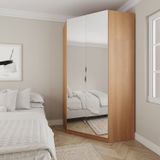 Guarda Roupa De Canto Closet Com 6 Prateleiras E Portas De Espelho Modular Hera Cabecasa Madeiramade Louro/branco Geada