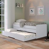 Cama De Solteiro Dupla Mdf Com Bau E 2 Gavetas Juliette Shop Jm Branco