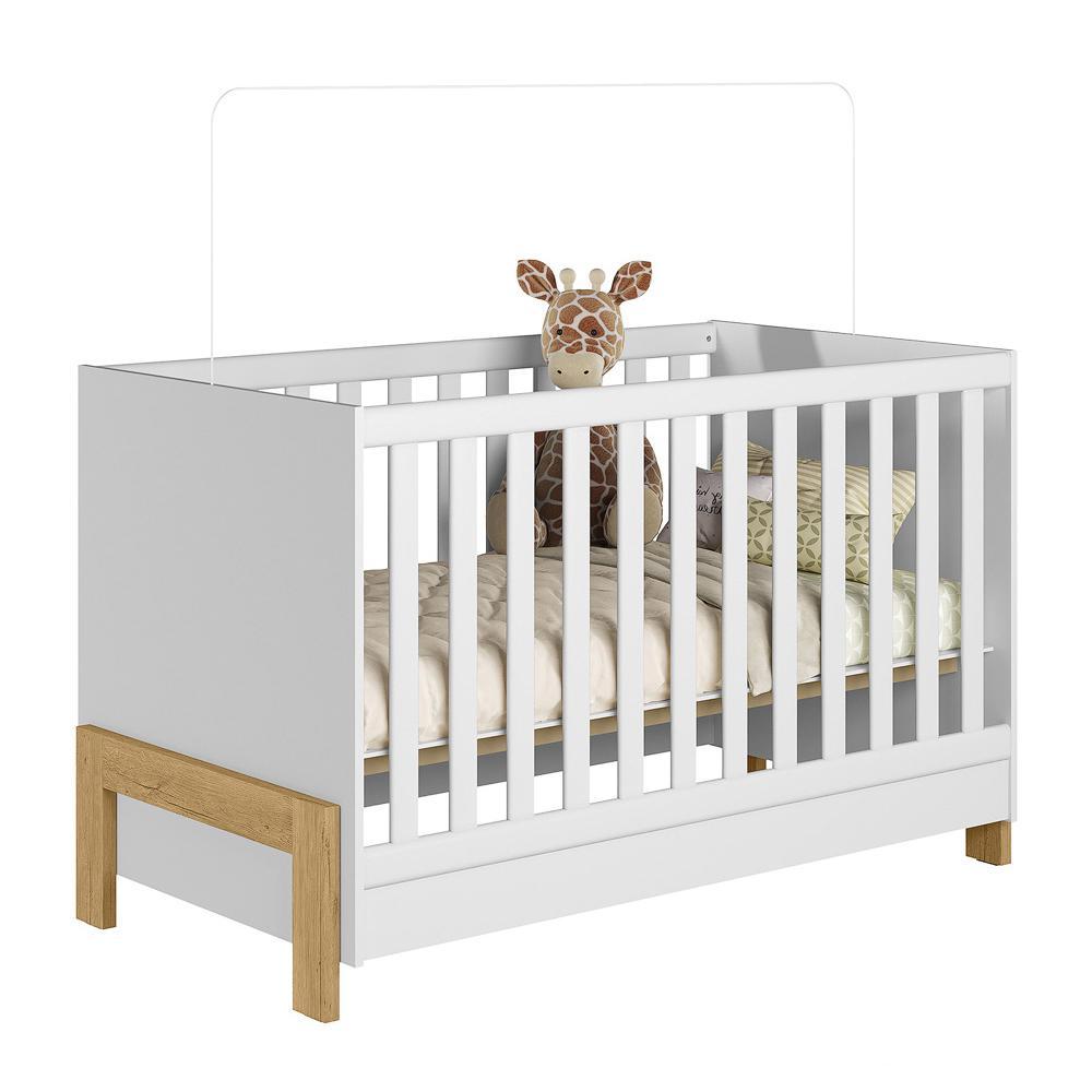 Jogo De Quarto Infantil Fantasia Cômoda E Berço Mini Cama Branco Acetinado - Qmovi