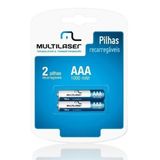 Pilha Recarregável Aaa 1000 Mah, Pack Com 2 Multilaser - Cb0