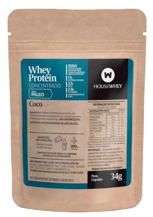 Kit 2x: Whey Protein Concentrado Coco Sachê Housewhey 34g