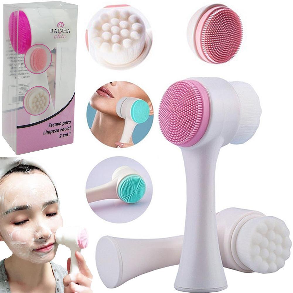 Escova De Limpeza Facial 2 Em 1 Com Esponja Massageadora - Carrefour