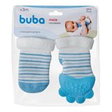 Meia Com Mordedor Silicone Gengiva Bebê - Buba - Azul