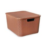 Caixa Organizadora Rattan Marrom 15l Com Tampa