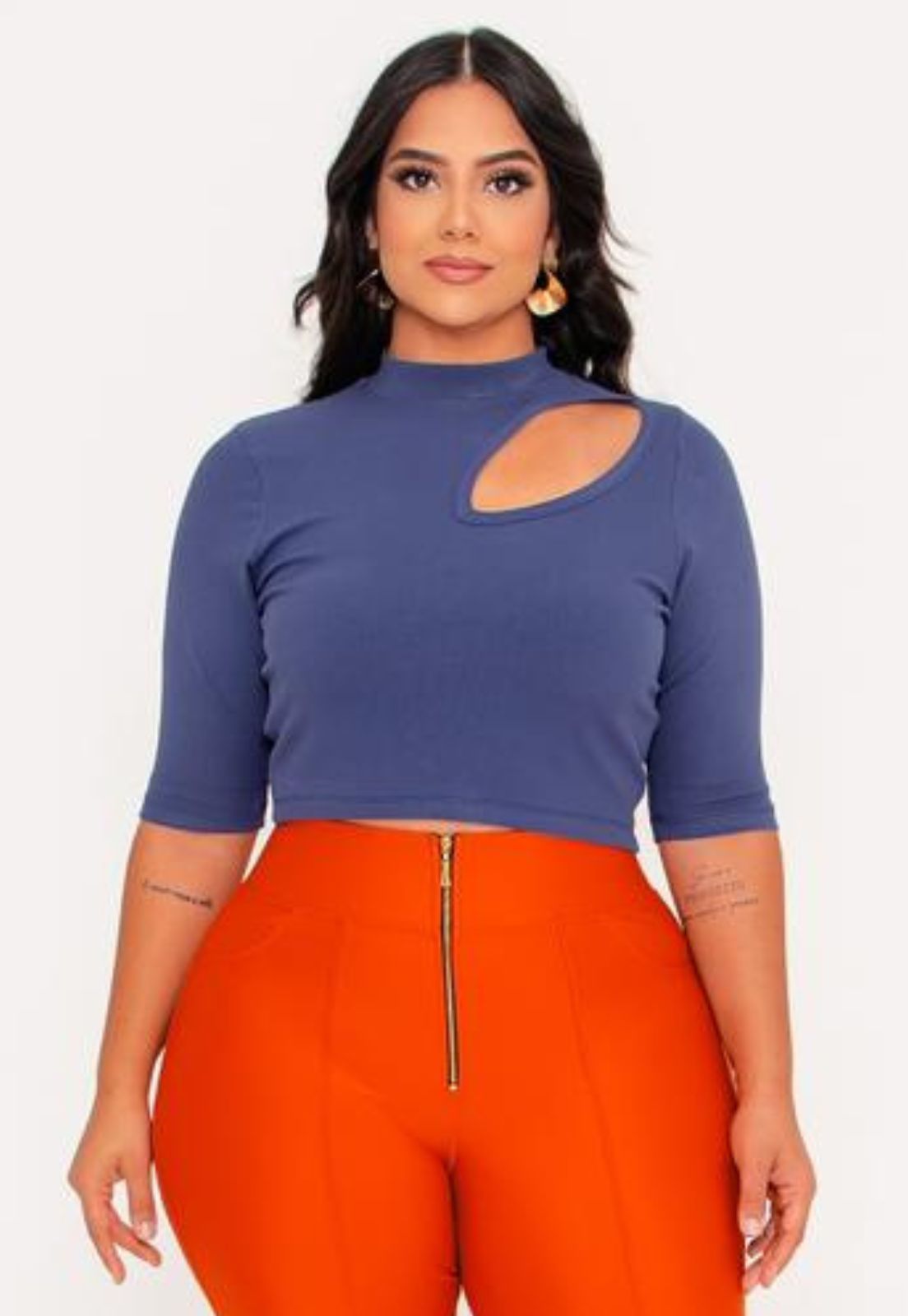 Blusa Feminina Plus Size Malha Ribana Detalhe Gota